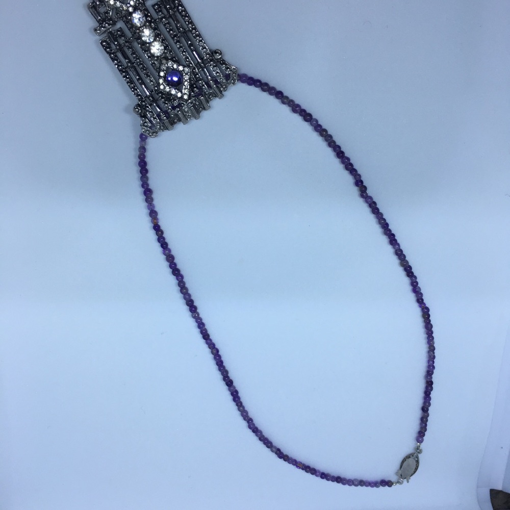 Amethyst Necklace with stunning vintage brooch - Picture 5 of 5